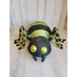 Halloween large green striped tarantula spider wire home decor